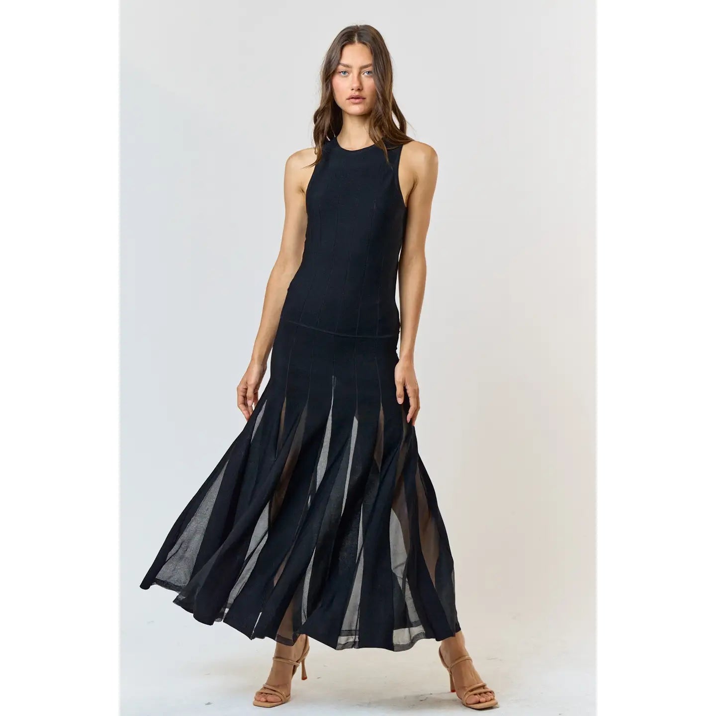 sheer striped maxi dress SHEER STRIPED LONG SLEEVE MAXI DRESS Arelia's Dream